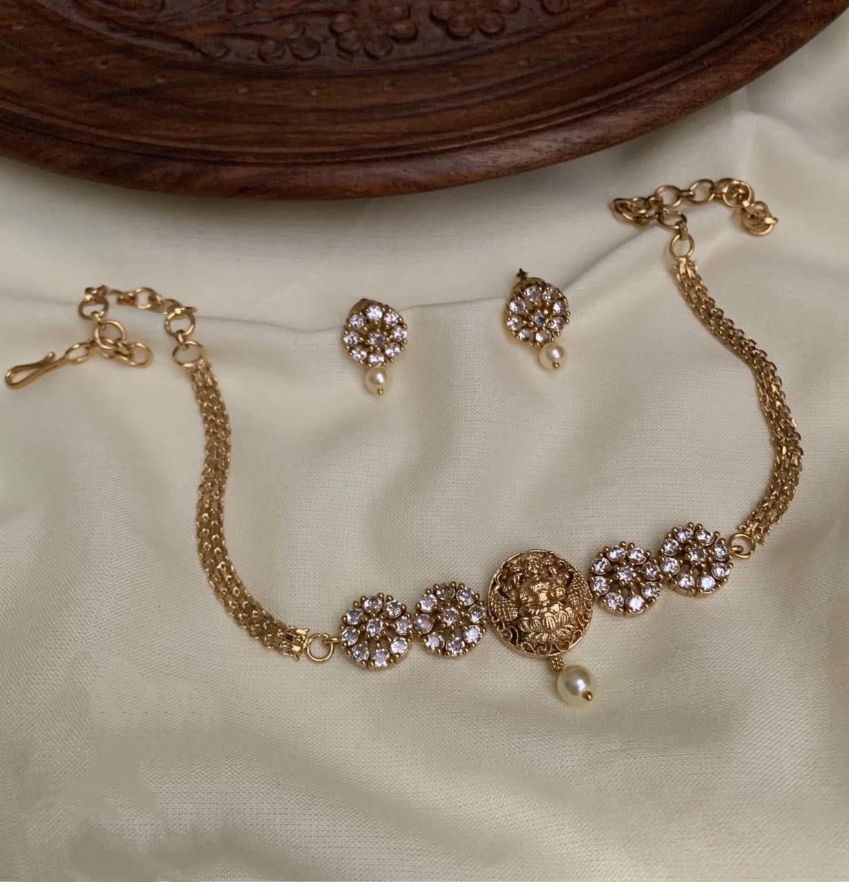 Lakshmi  white stone necklace
